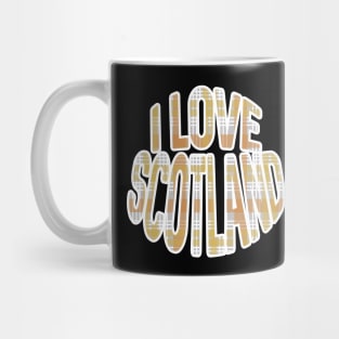 I LOVE SCOTLAND Festive Tartan Colour Typography Design Mug